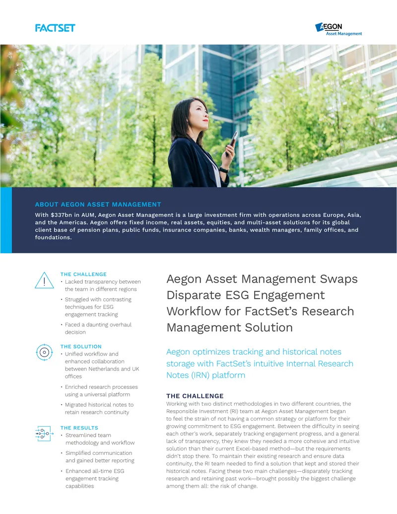 Aegon Asset Management ESG Engagement Workflow Optimization