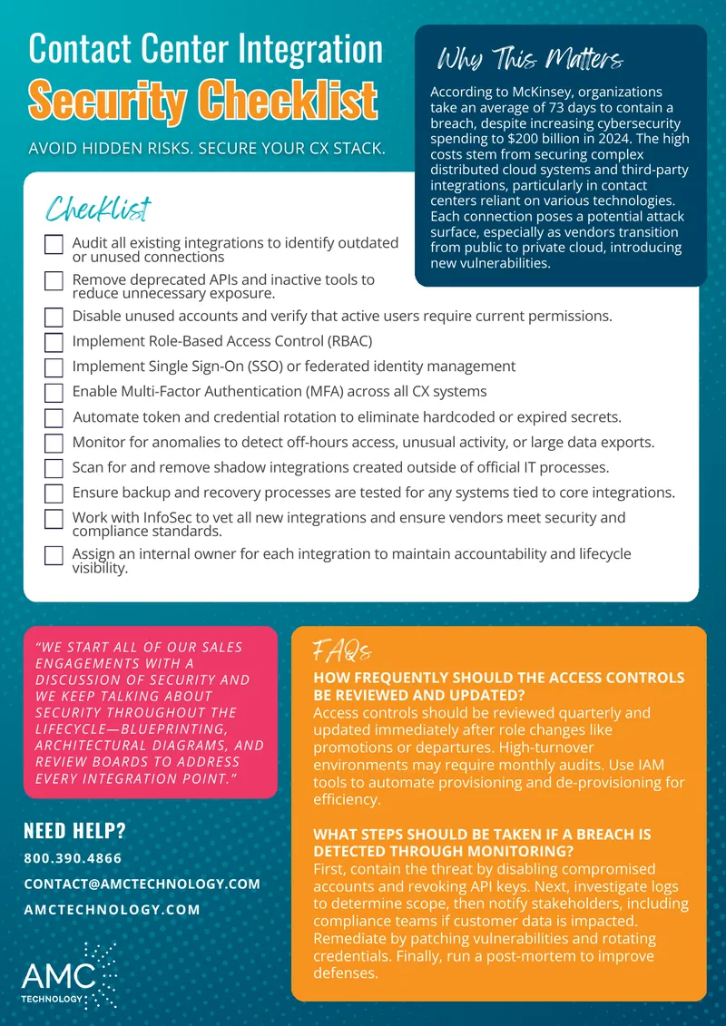 Contact Center Security Integration Checklist
