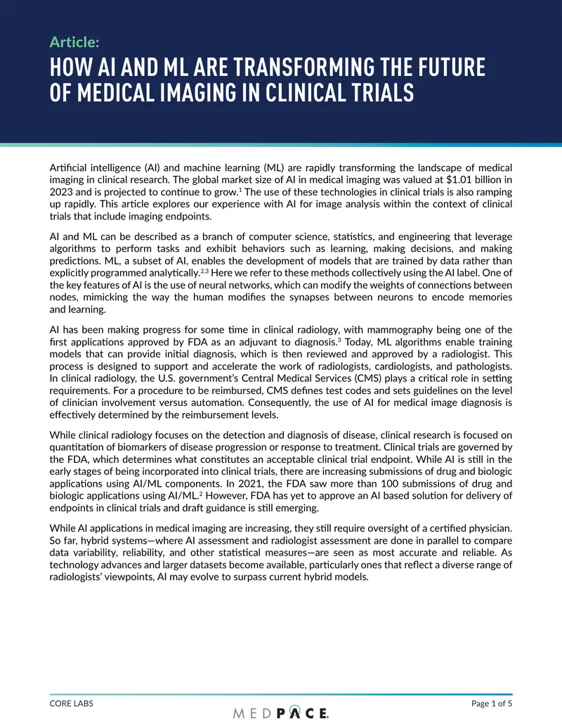 AI and ML Transformations in Medical Imaging for Clinical Trials