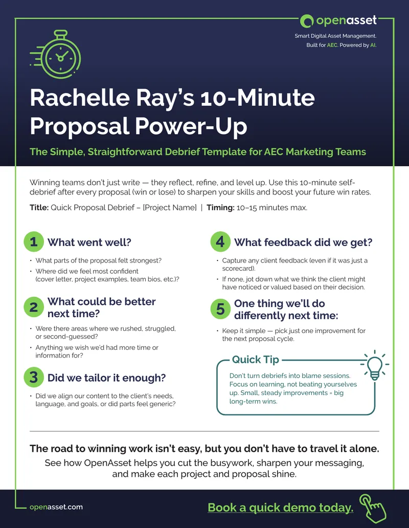 10-Minute Proposal Debrief Template for AEC Marketing Teams