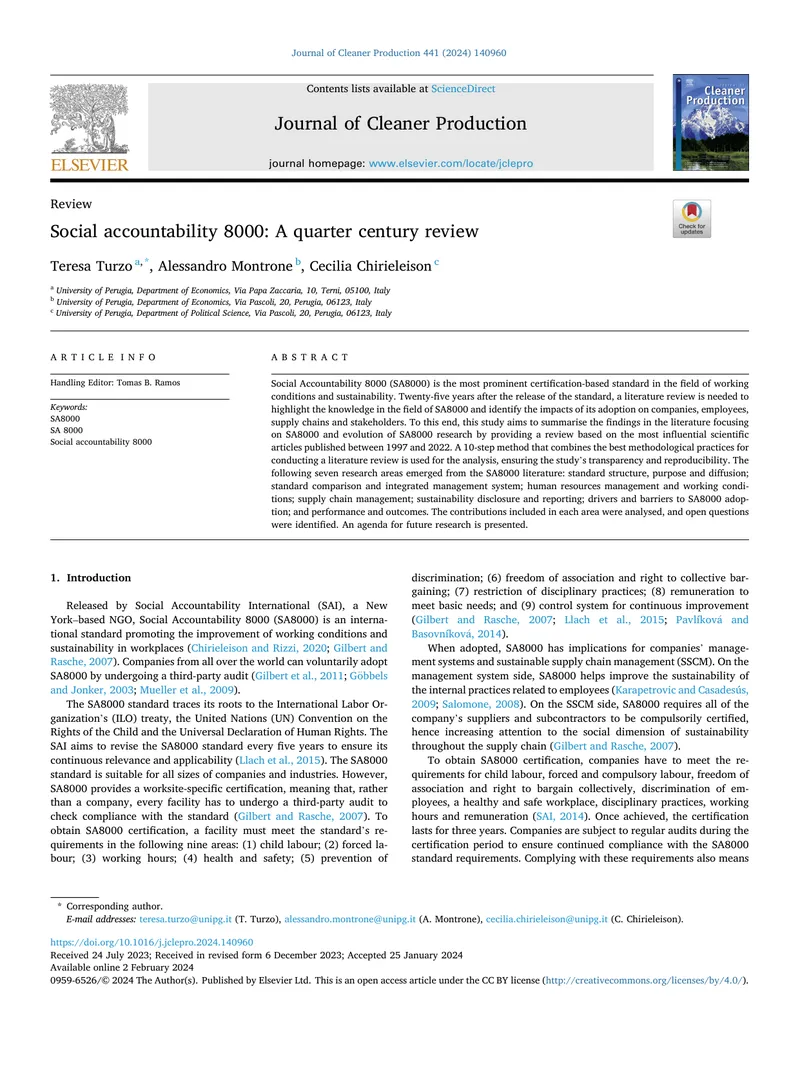 Social Accountability 8000 Literature Review