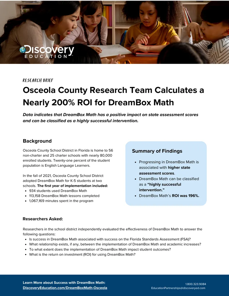 Osceola County Research Team Evaluates DreamBox Math ROI