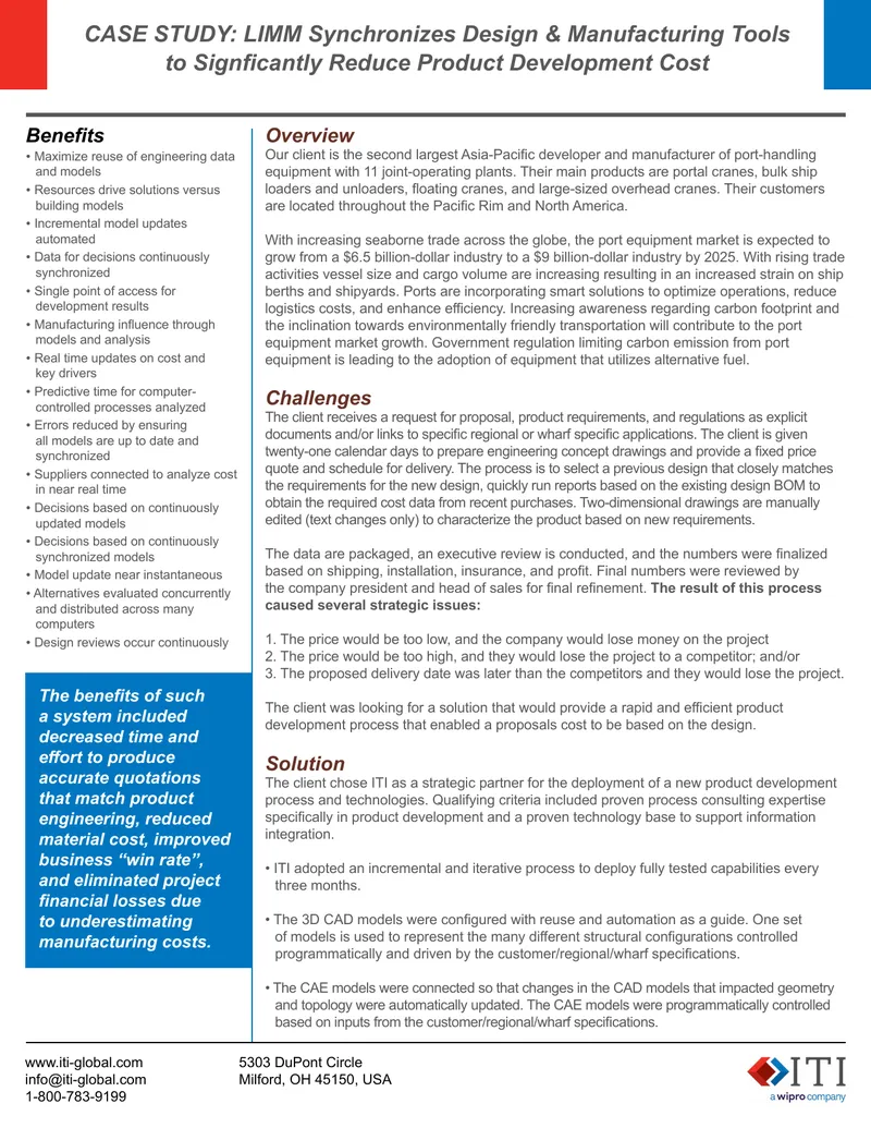 LIMM Case Study on Design and Manufacturing Synchronization