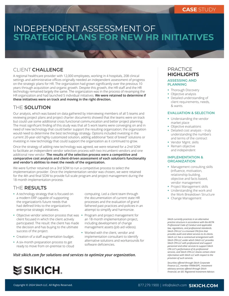 Independent Assessment of HR Strategic Plans