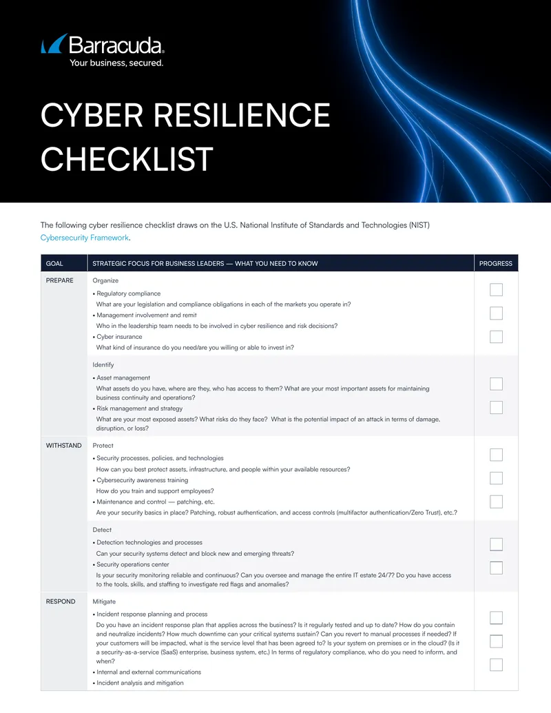 Cyber Resilience Checklist for Business Leaders