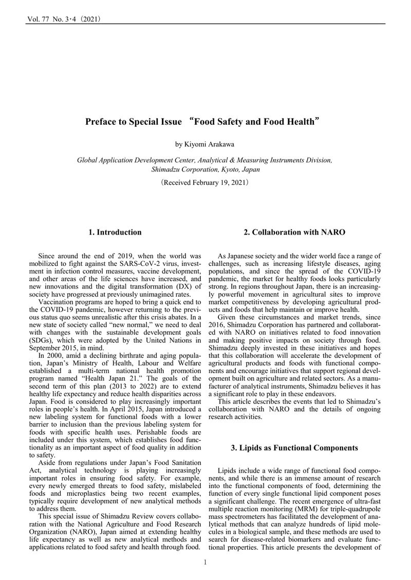 Food Safety and Health Through Analytical Methods