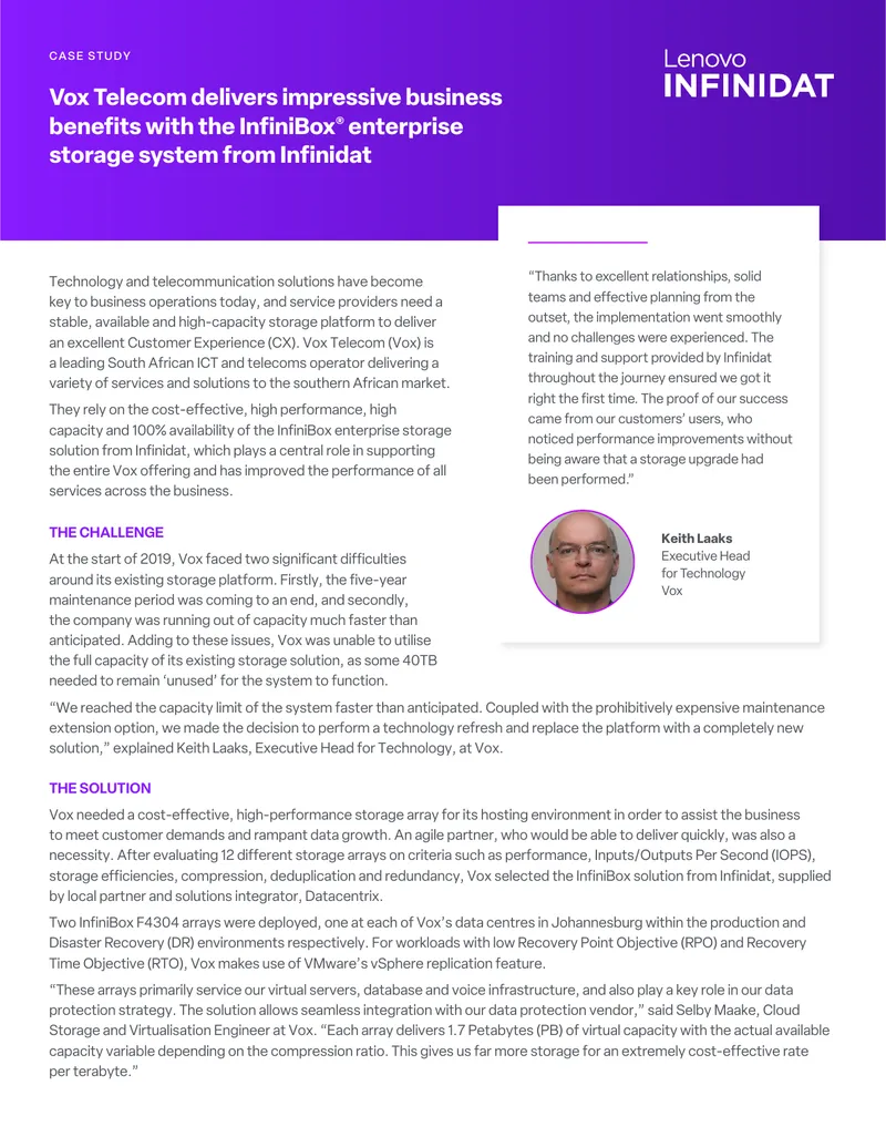 Vox Telecom InfiniBox Storage Solution Case Study