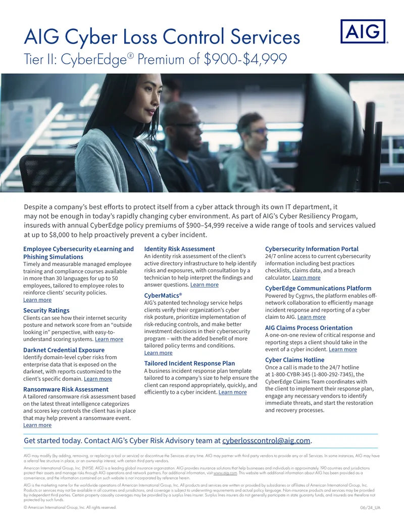 AIG Cyber Loss Control Services Overview