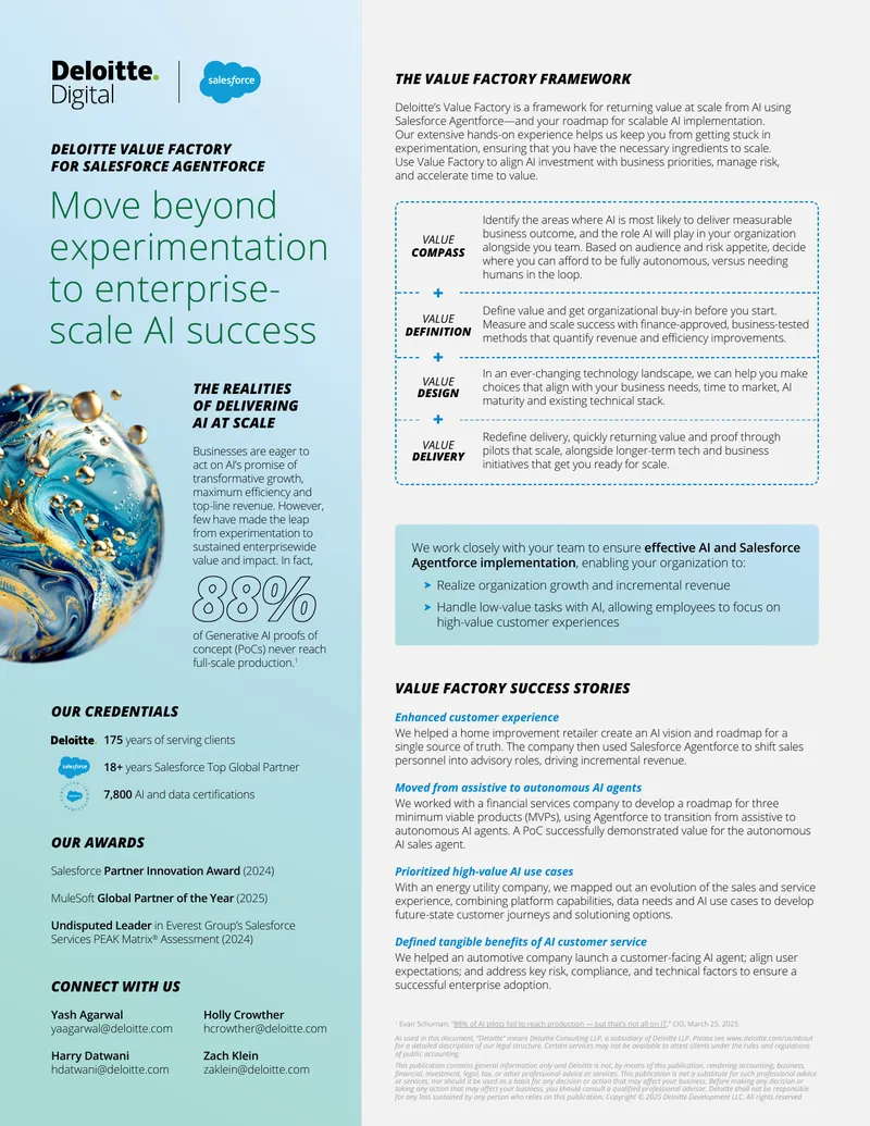 Deloitte Value Factory Framework for AI Implementation