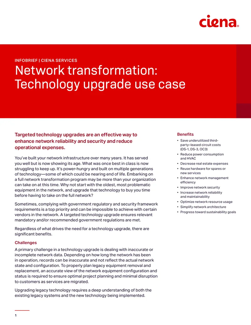 Network Transformation Technology Upgrade Use Case