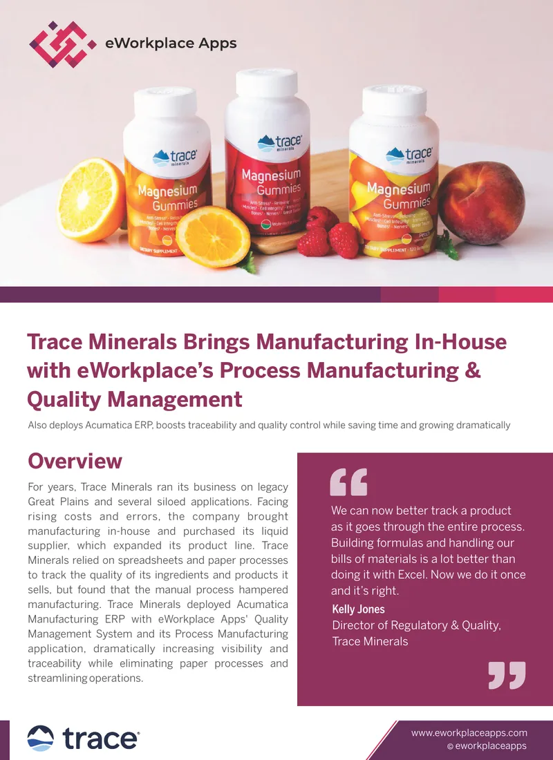 Trace Minerals In-House Manufacturing Transformation preview page 1