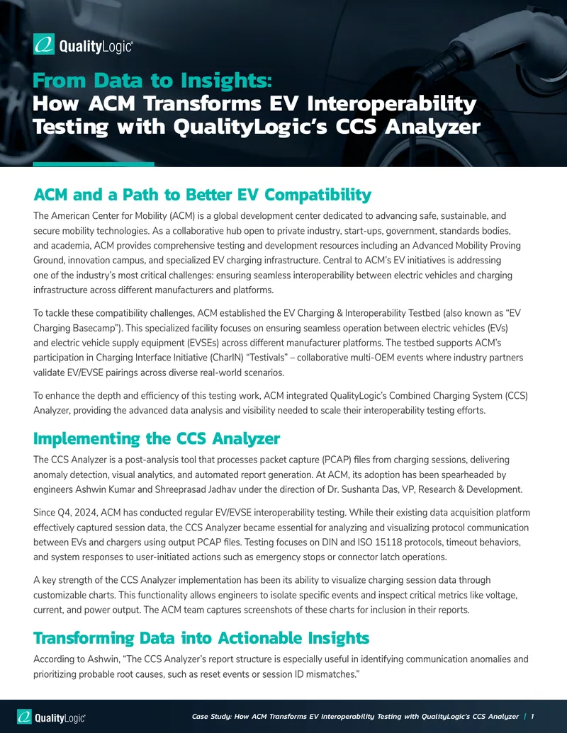 ACM's EV Interoperability Testing with CCS Analyzer