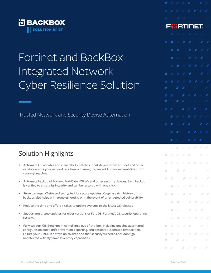 Fortinet and BackBox Integrated Network Cyber Resilience Solution
