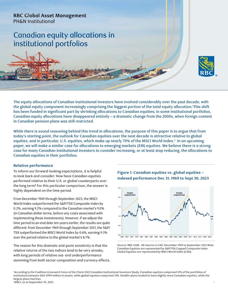 Canadian Equity Allocations in Institutional Portfolios