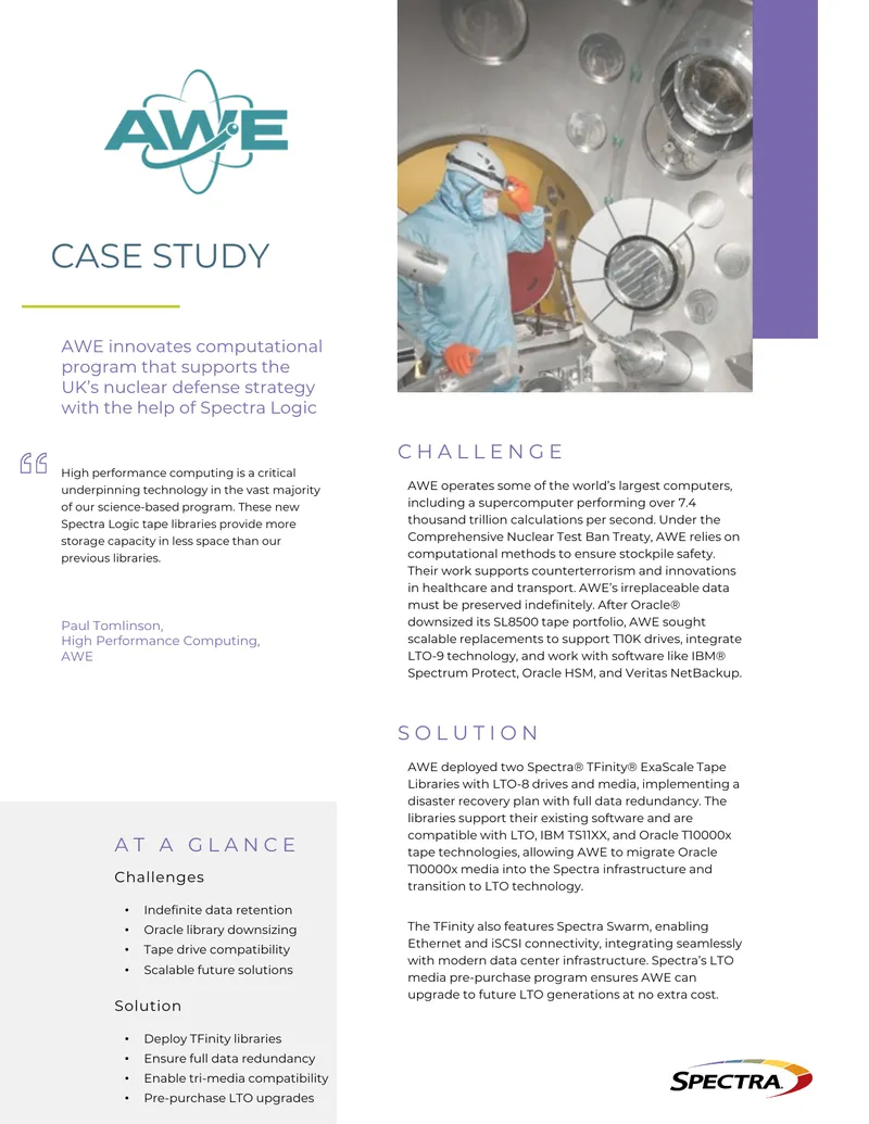 AWE Nuclear Defense Strategy Support Case Study