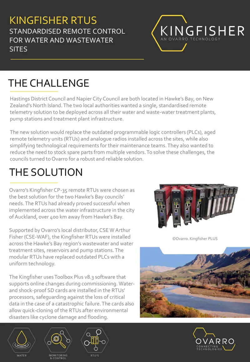 Standardised Remote Control for Water and Wastewater Sites