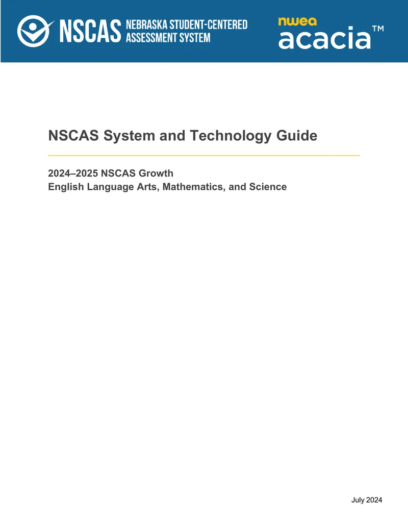 NSCAS System and Technology Guide for 2024-2025