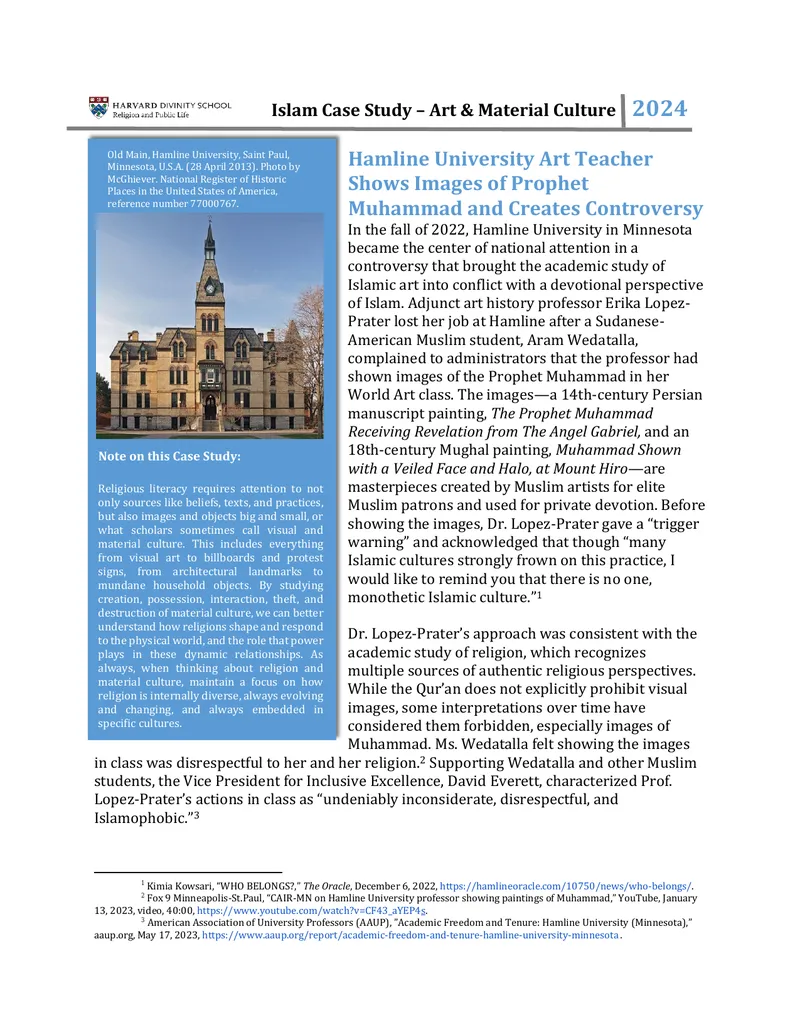 Hamline University Art Controversy Case Study