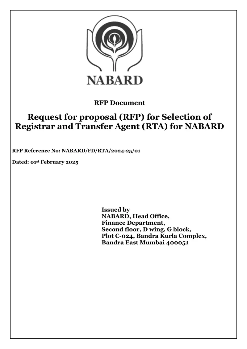 Request for Proposal for Registrar and Transfer Agent Selection