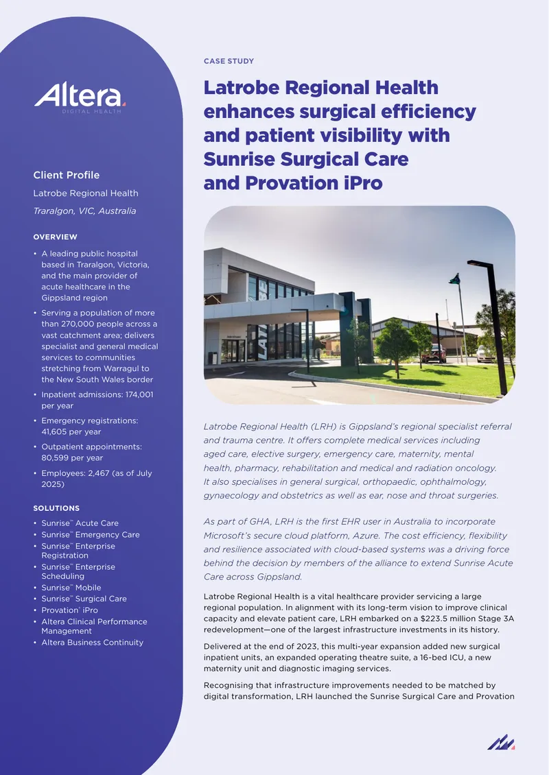Latrobe Regional Health Surgical Care Case Study
