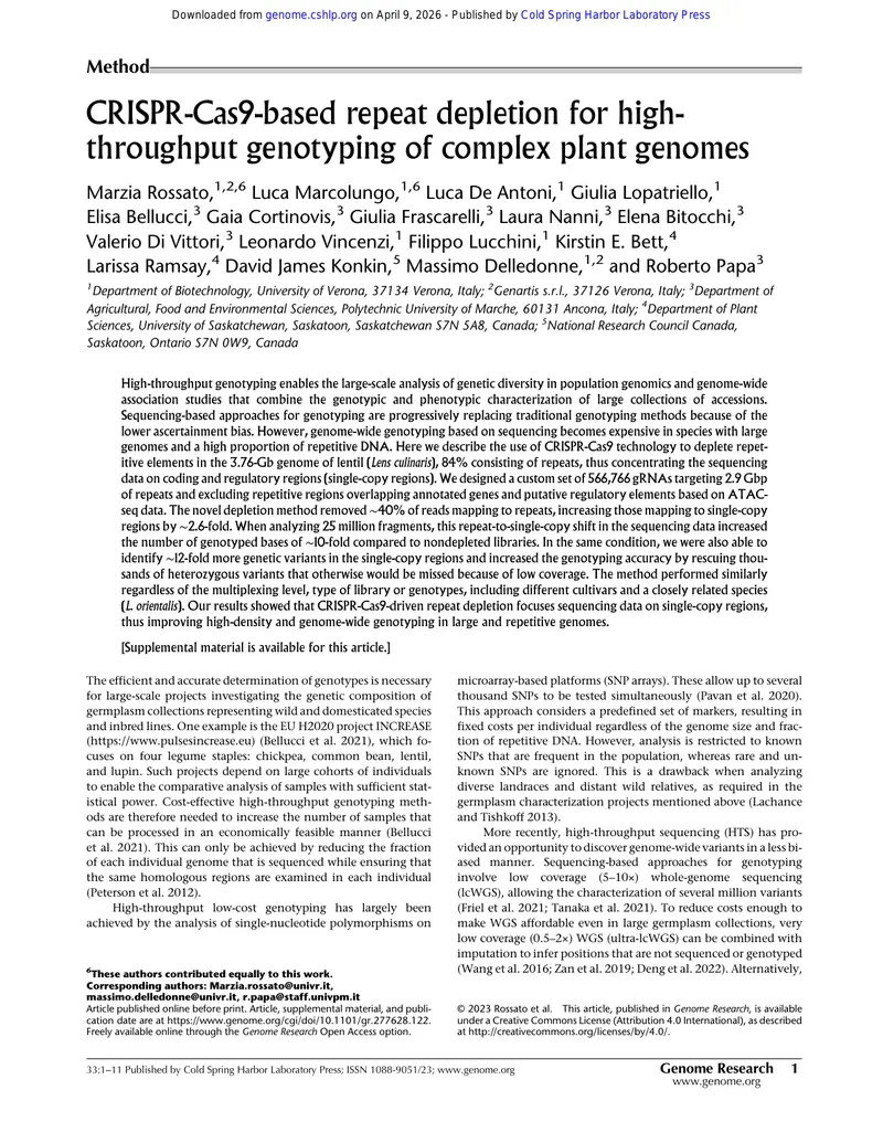 CRISPR-Cas9 Technology for Genotyping Plant Genomes