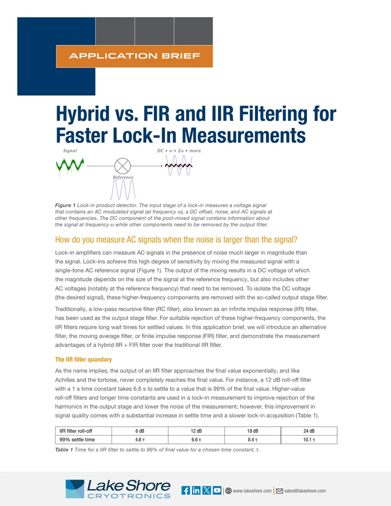 Hybrid Filtering Techniques for Lock-In Measurements