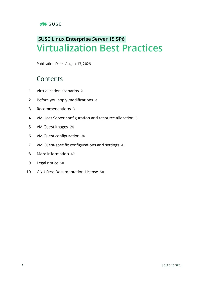 SUSE Linux Enterprise Server 15 SP6 Virtualization Best Practices