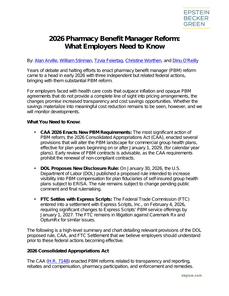 2026 Pharmacy Benefit Manager Reform Overview