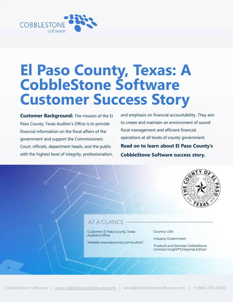 El Paso County Texas Contract Management Case Study