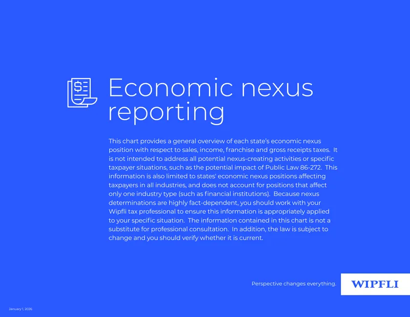 Economic Nexus Reporting for State Taxes