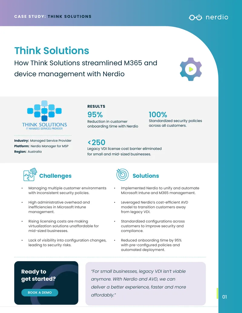 Think Solutions Case Study on Nerdio Implementation