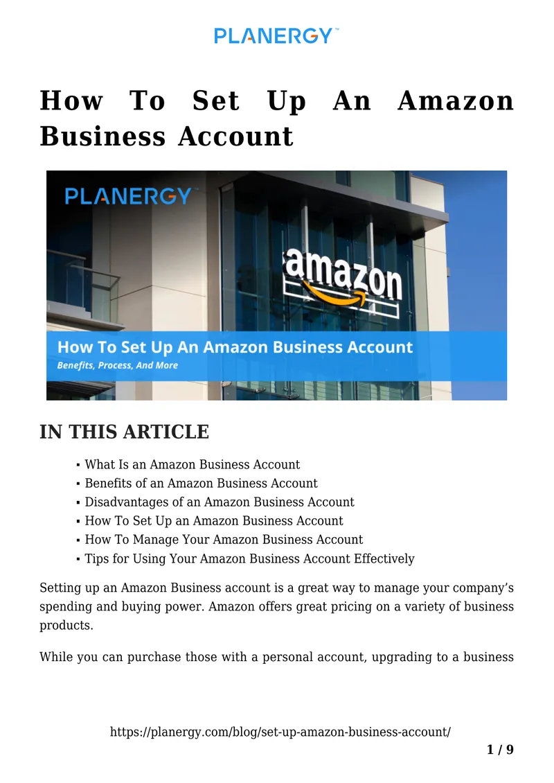 Guide to Setting Up an Amazon Business Account