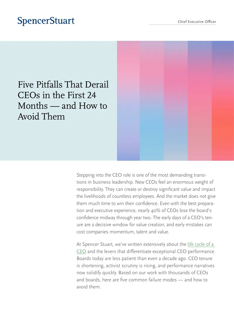 Five Common Pitfalls for New CEOs and Solutions