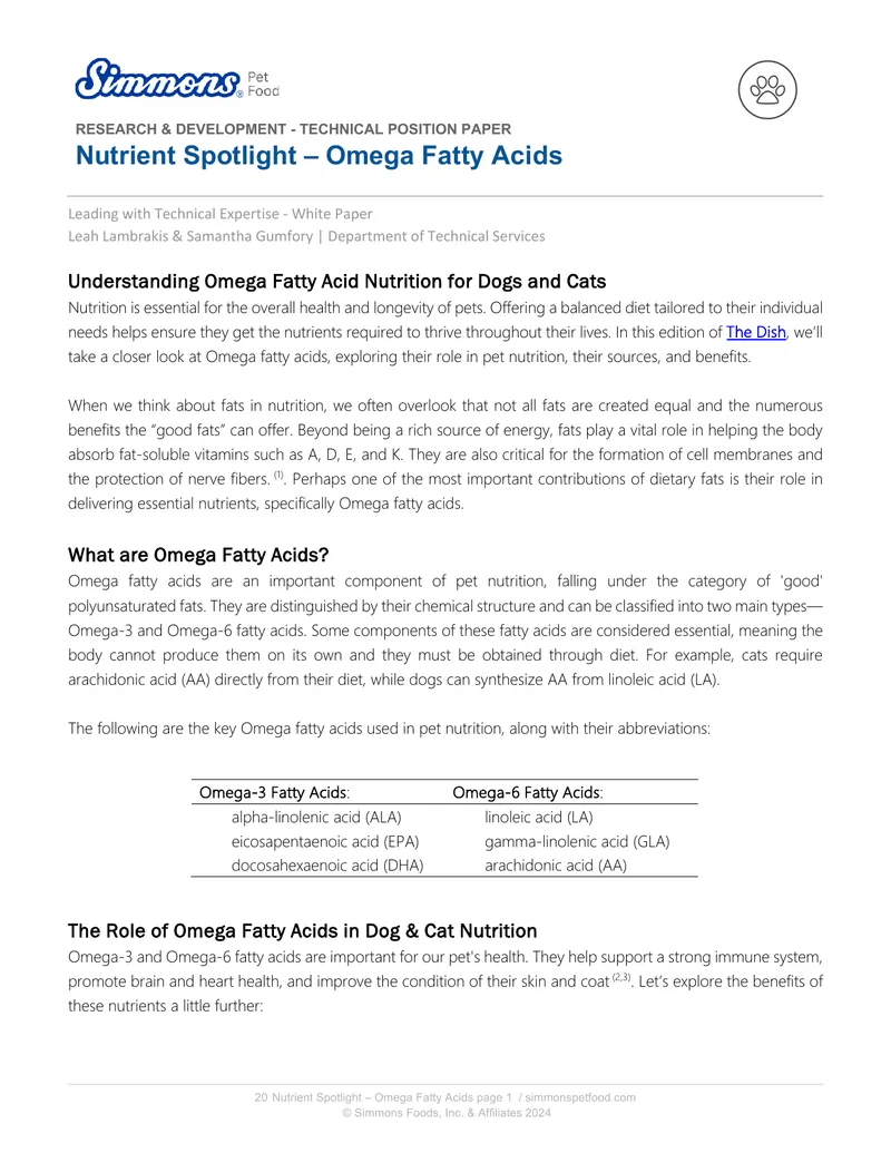Nutrient Spotlight on Omega Fatty Acids