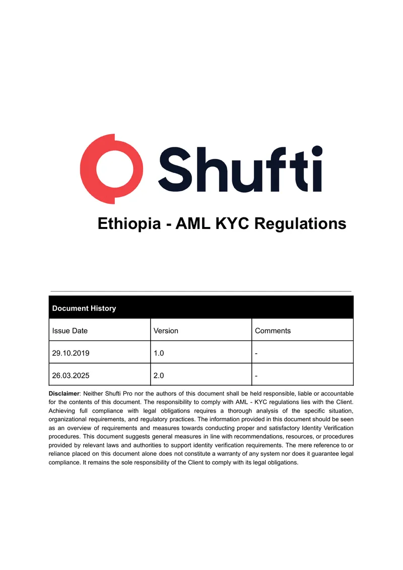 Ethiopia AML KYC Regulations Overview
