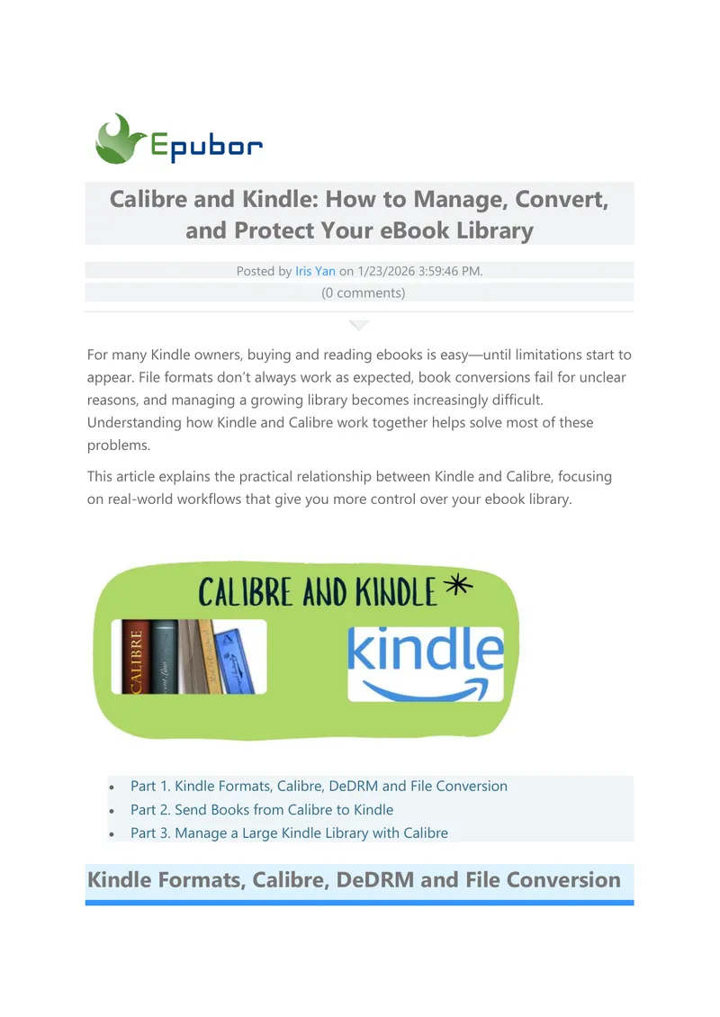 Calibre and Kindle eBook Management Guide