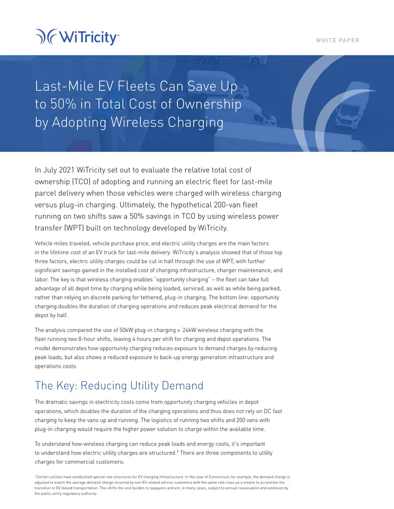 Cost Savings of Wireless Charging for Last-Mile EV Fleets
