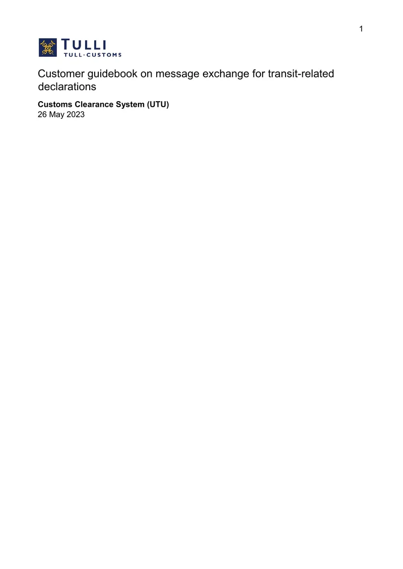 Customer Guidebook on Message Exchange for Transit Declarations