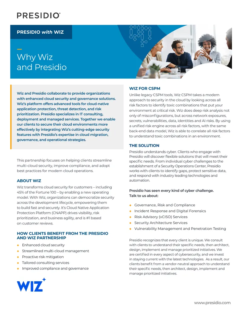 Wiz and Presidio Cloud Security Partnership