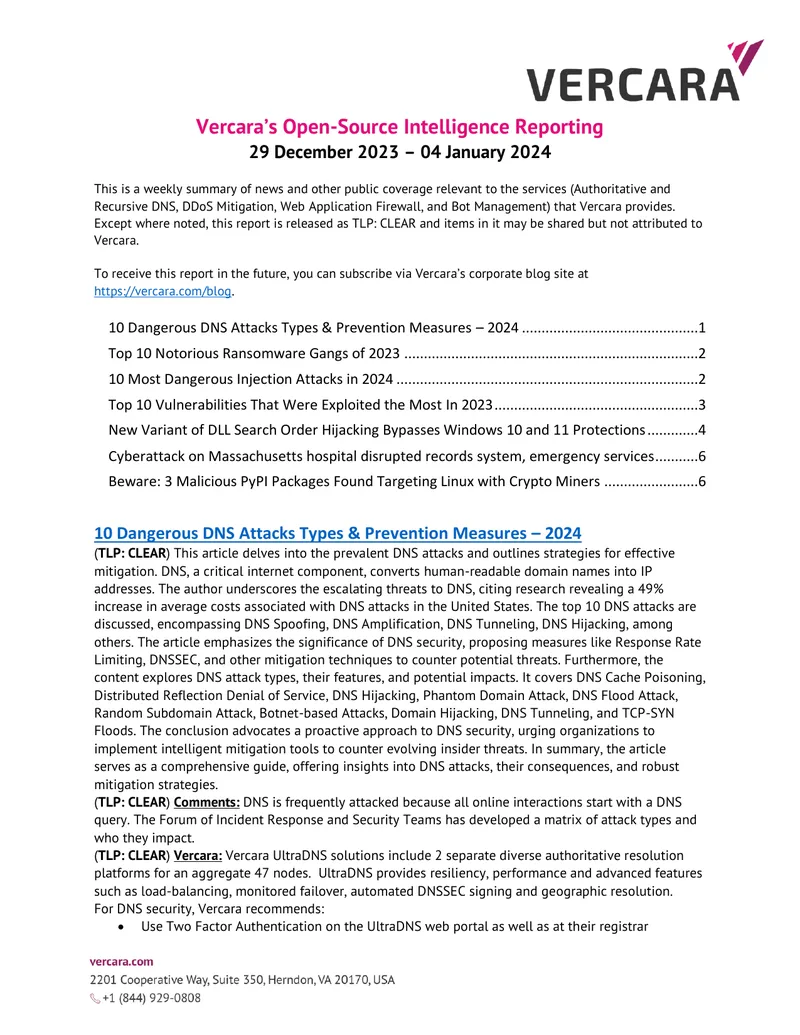 Weekly Summary of Cybersecurity Developments
