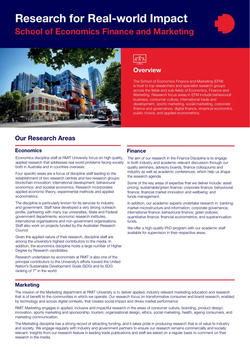 Research Focus Areas in Economics, Finance, and Marketing