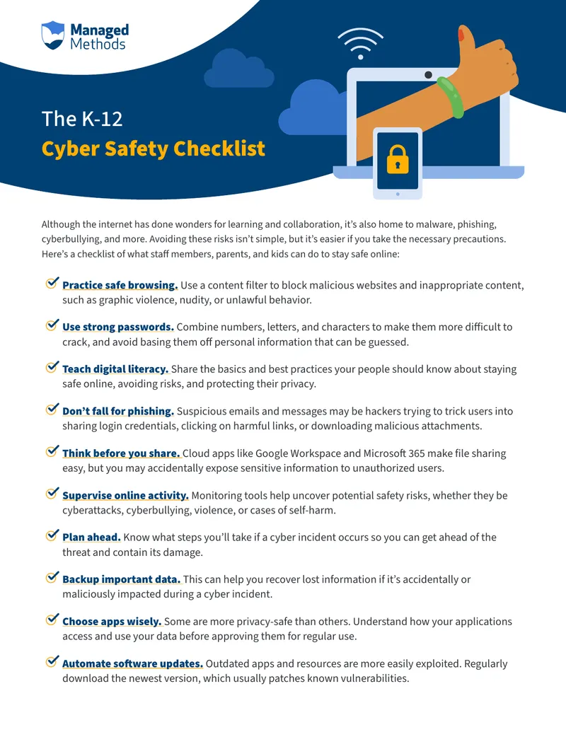 K-12 Cyber Safety Checklist