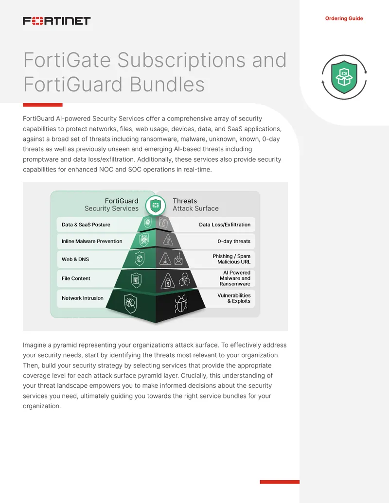 Ordering Guide for FortiGate and FortiGuard Services