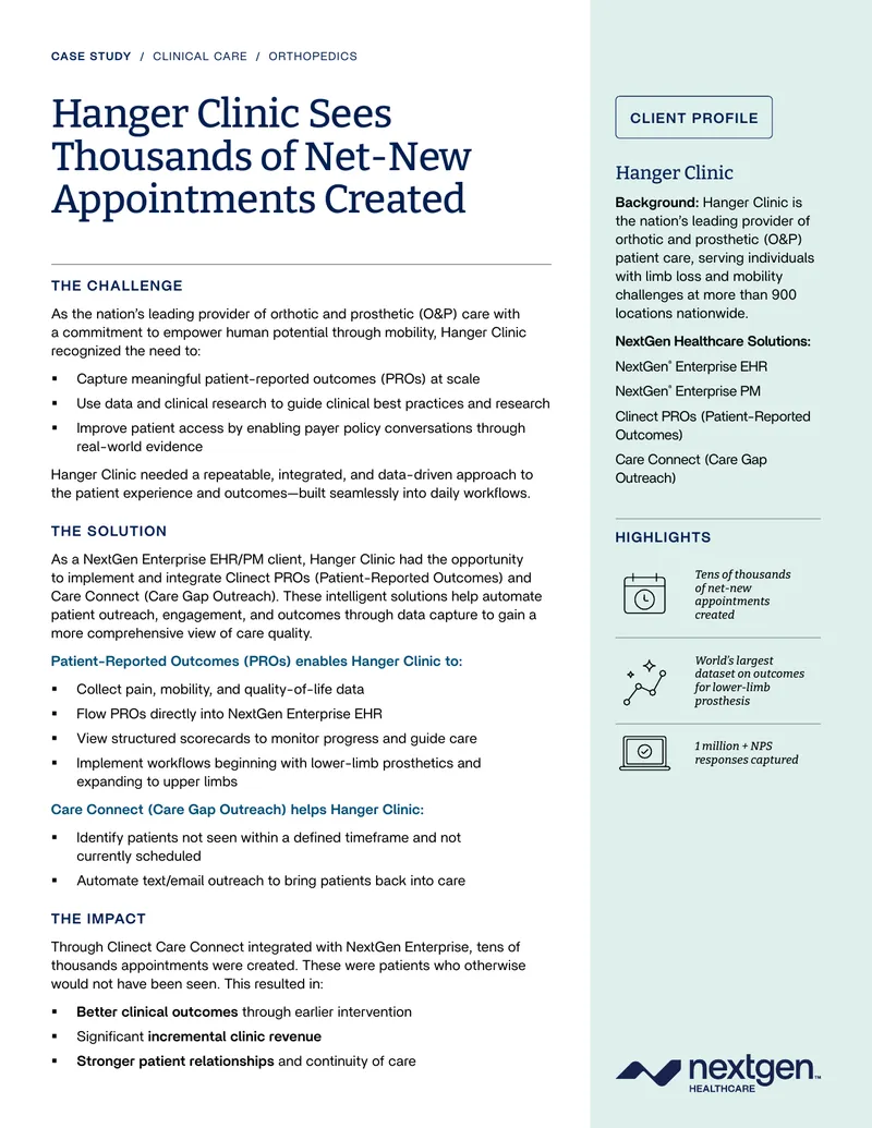 Hanger Clinic Patient Care Improvement Case Study