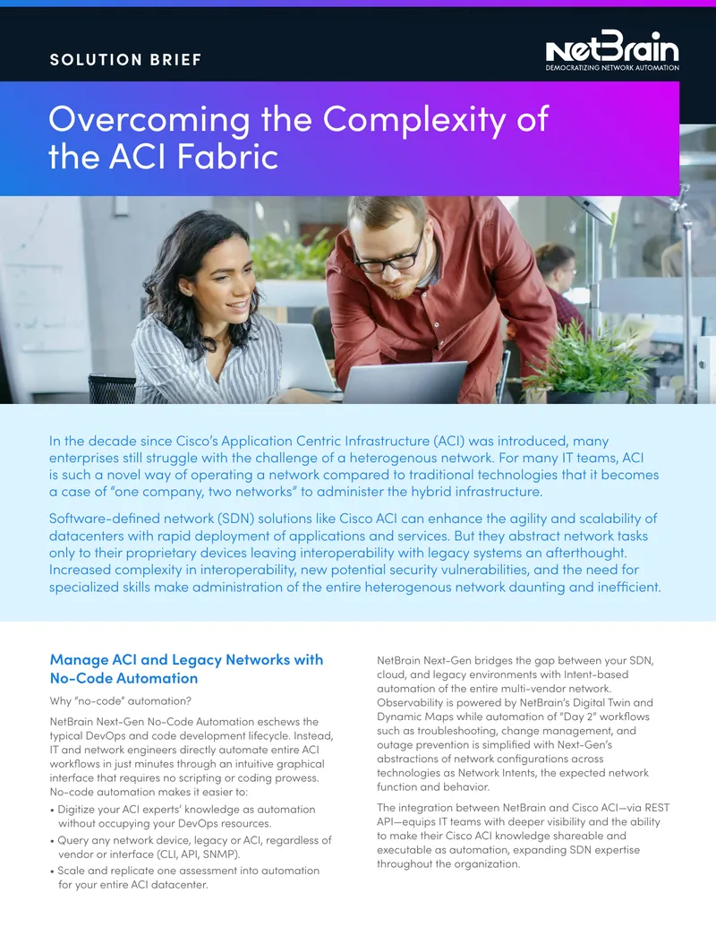 Managing ACI and Legacy Networks with No-Code Automation