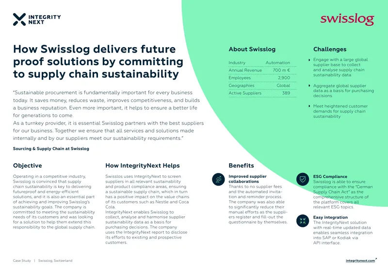 Swisslog Supply Chain Sustainability Case Study