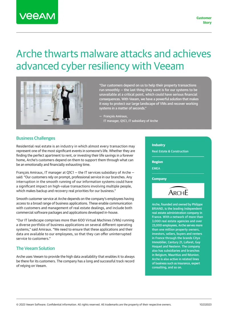 Arche Real Estate IT Backup and Recovery Case Study