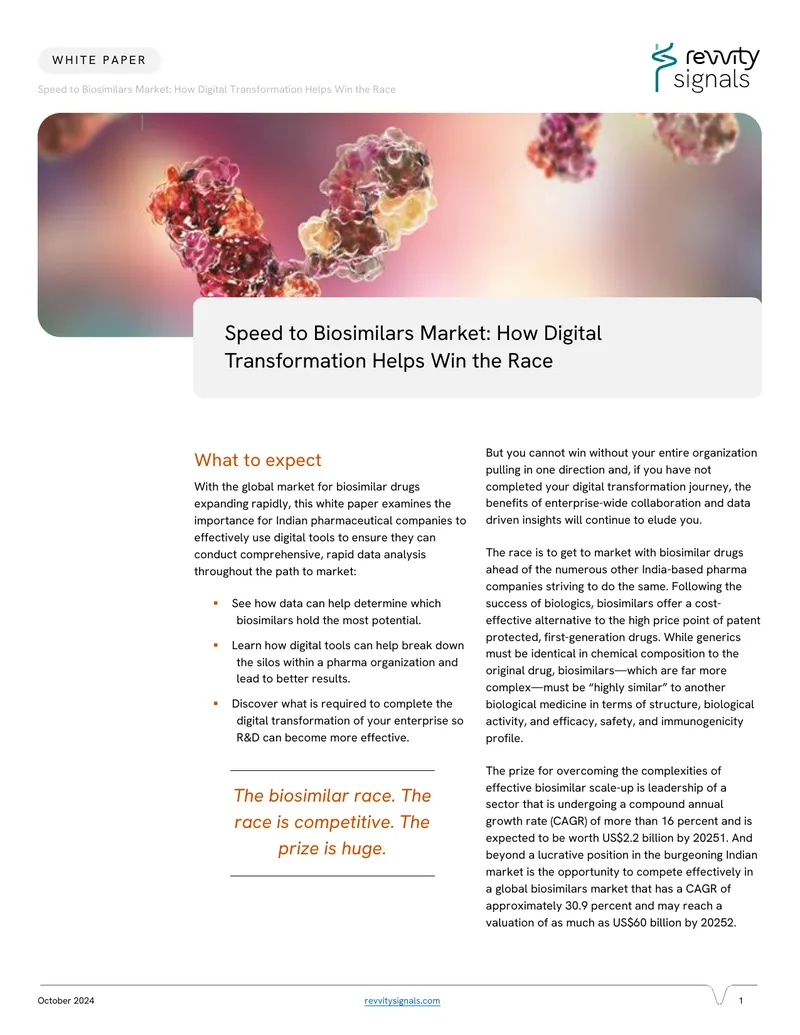 Speed to Biosimilars Market Digital Transformation Insights