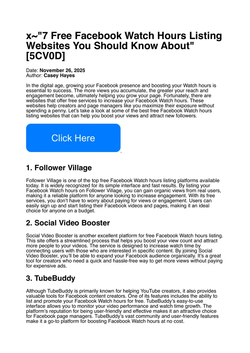 Free Websites for Increasing Facebook Watch Hours