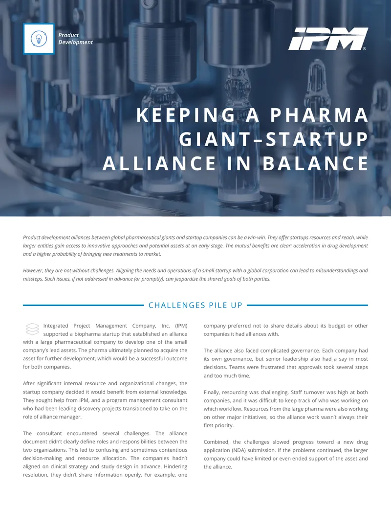 Pharmaceutical Startup Alliance Management Challenges